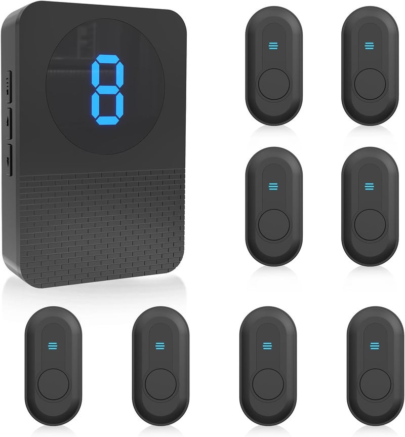 CallToU Caregiver Pager Wireless Call Button System Call Bell Alert Button Wireless Calling System for Elderly at Home/Deaf Eldrely/Clinic/Medical Institution/Nursing Home (CC22WH 8-1) - Image 1